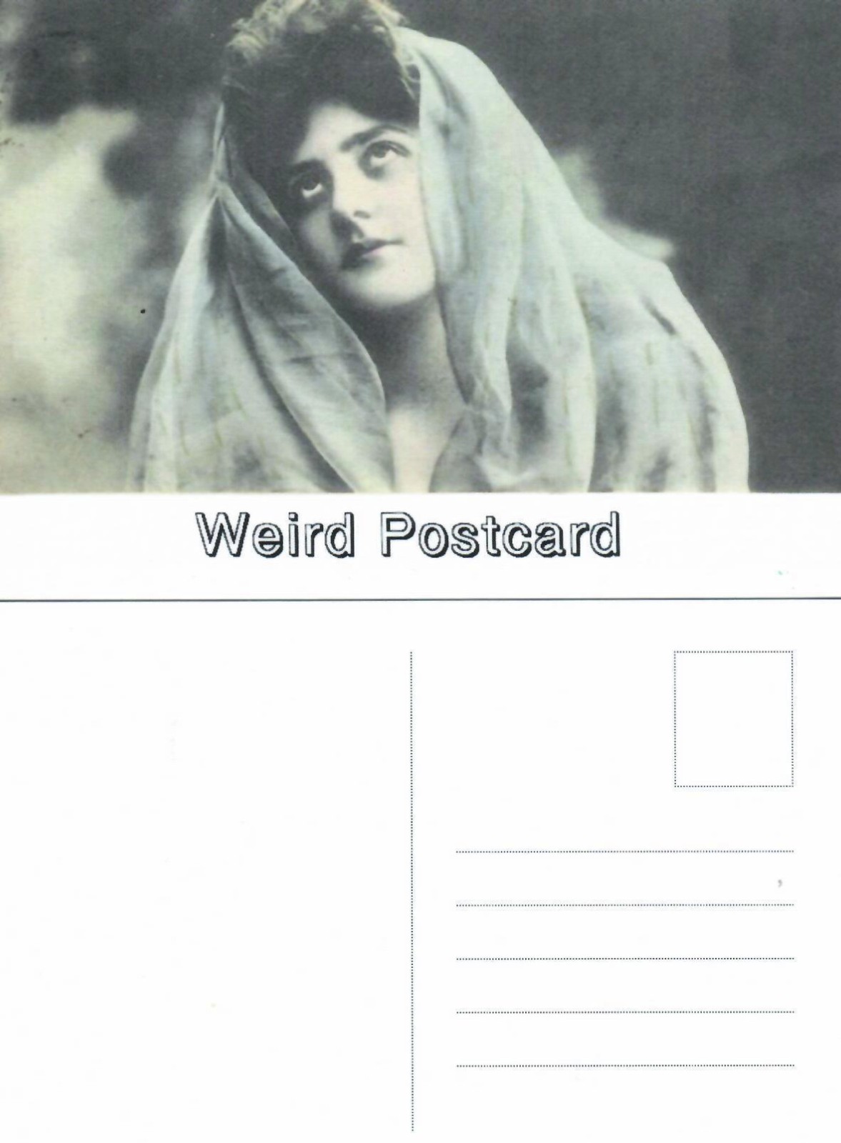 POSTCARD Weird Odd Strange woman album Halloween Postcrossers need this