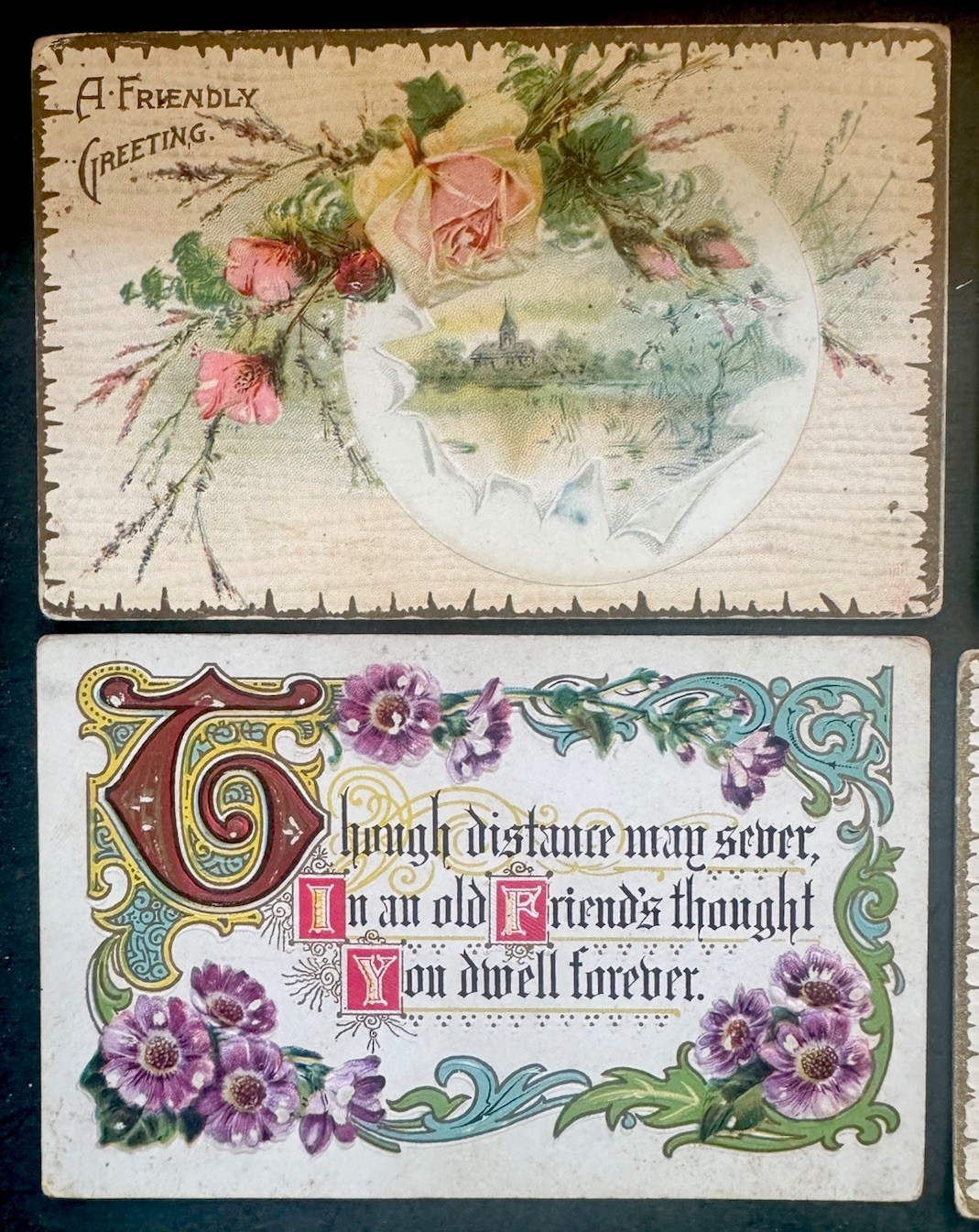 Embossed Victorian Early 1900s Postcards Greetings Floral Antique Vintage Set/10