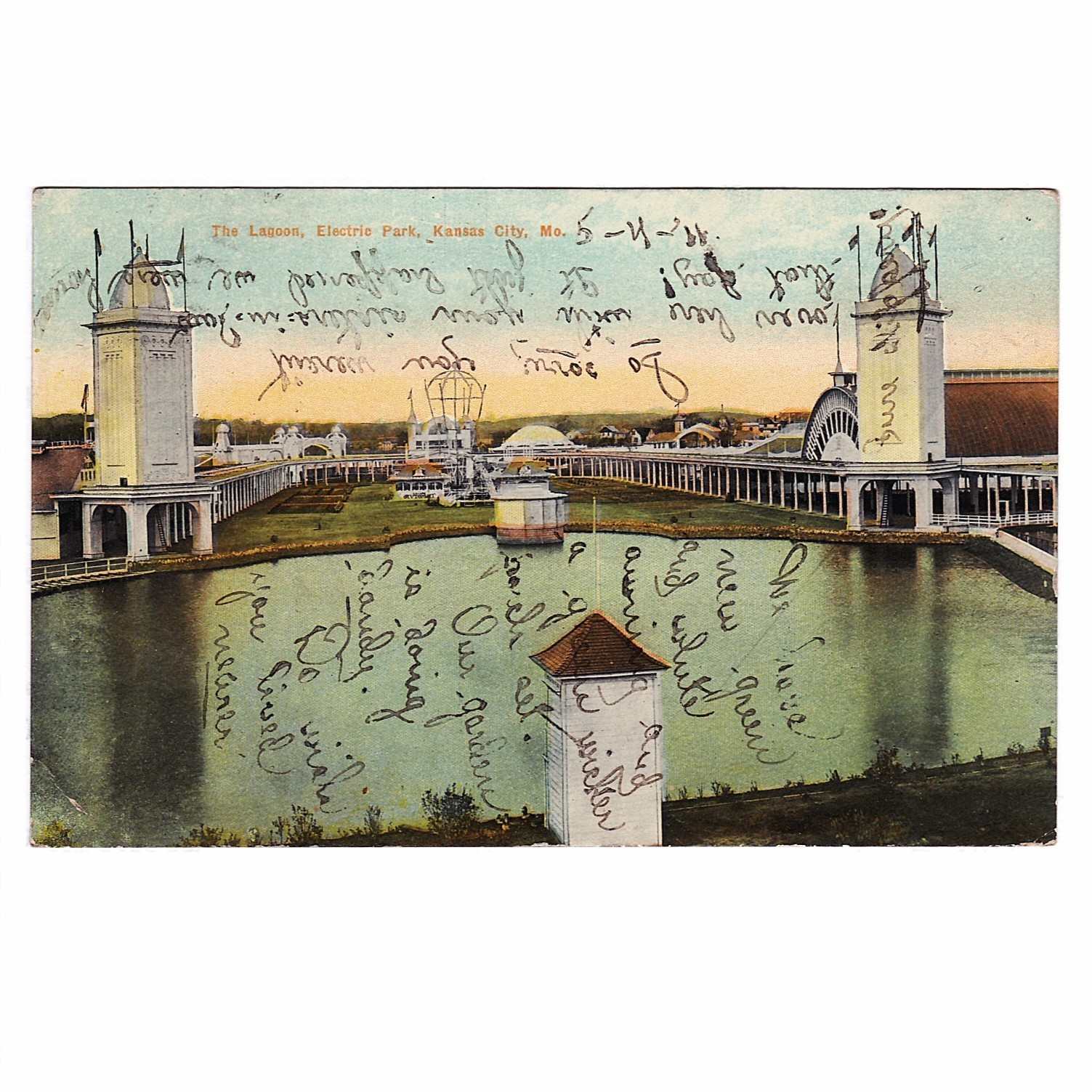 Lot of 7 Kansas City Missouri Electric Park Postcards Posted 1908