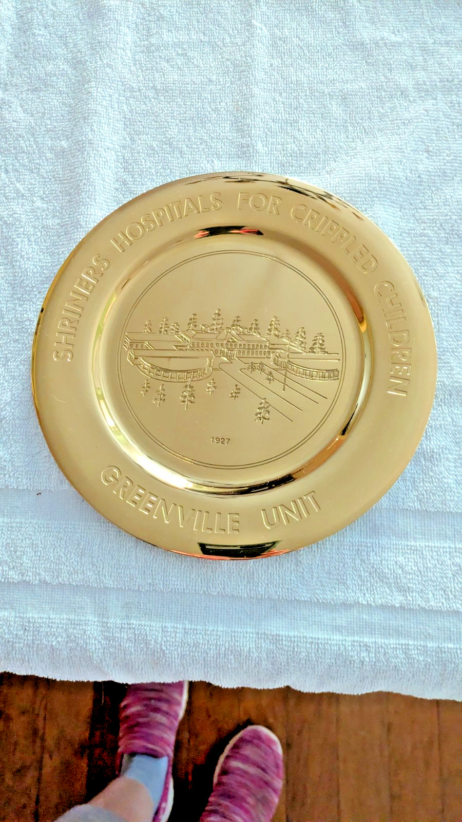Shriners Hospital for Crippled Children Greenville SC Unit Plate, #484, Ex Cond.