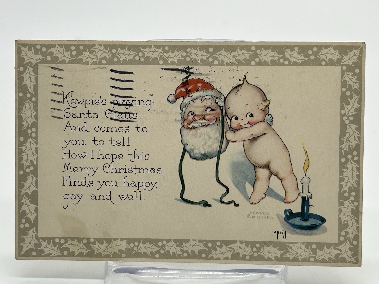 Gibson Rose O’Neill Kewpies Postcard Christmas Kewpie’s Playing Santa Claus