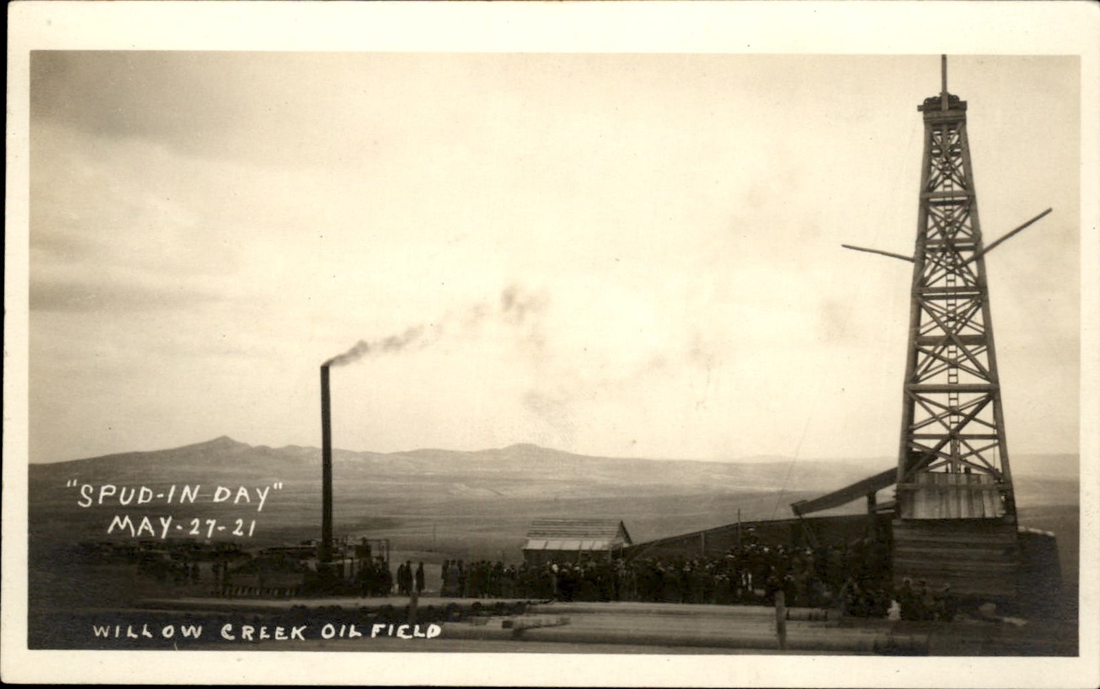 Willow Creek CA Oil Field Spud-In Day c1920s-30s Real Photo Vintage Postcard bhn
