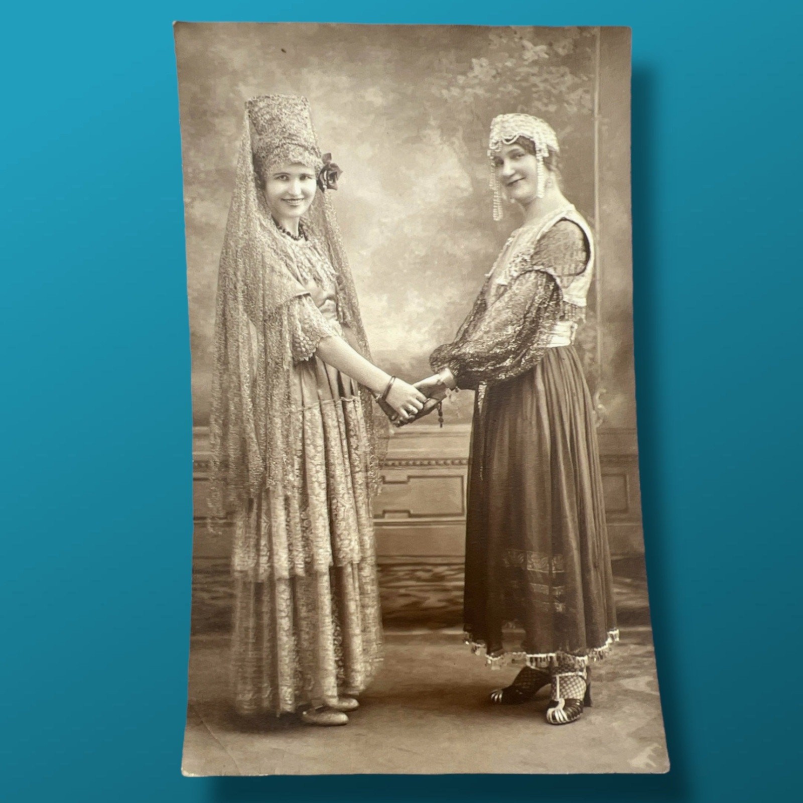 Antique 1800’s Polish Women Formal Clothing Gelatin Silver Postcard UNPOSTED