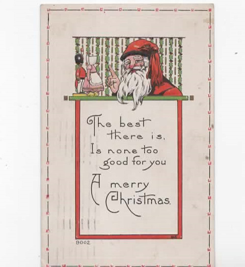 Santa Claus with toys Merry Christmas postcard 1914