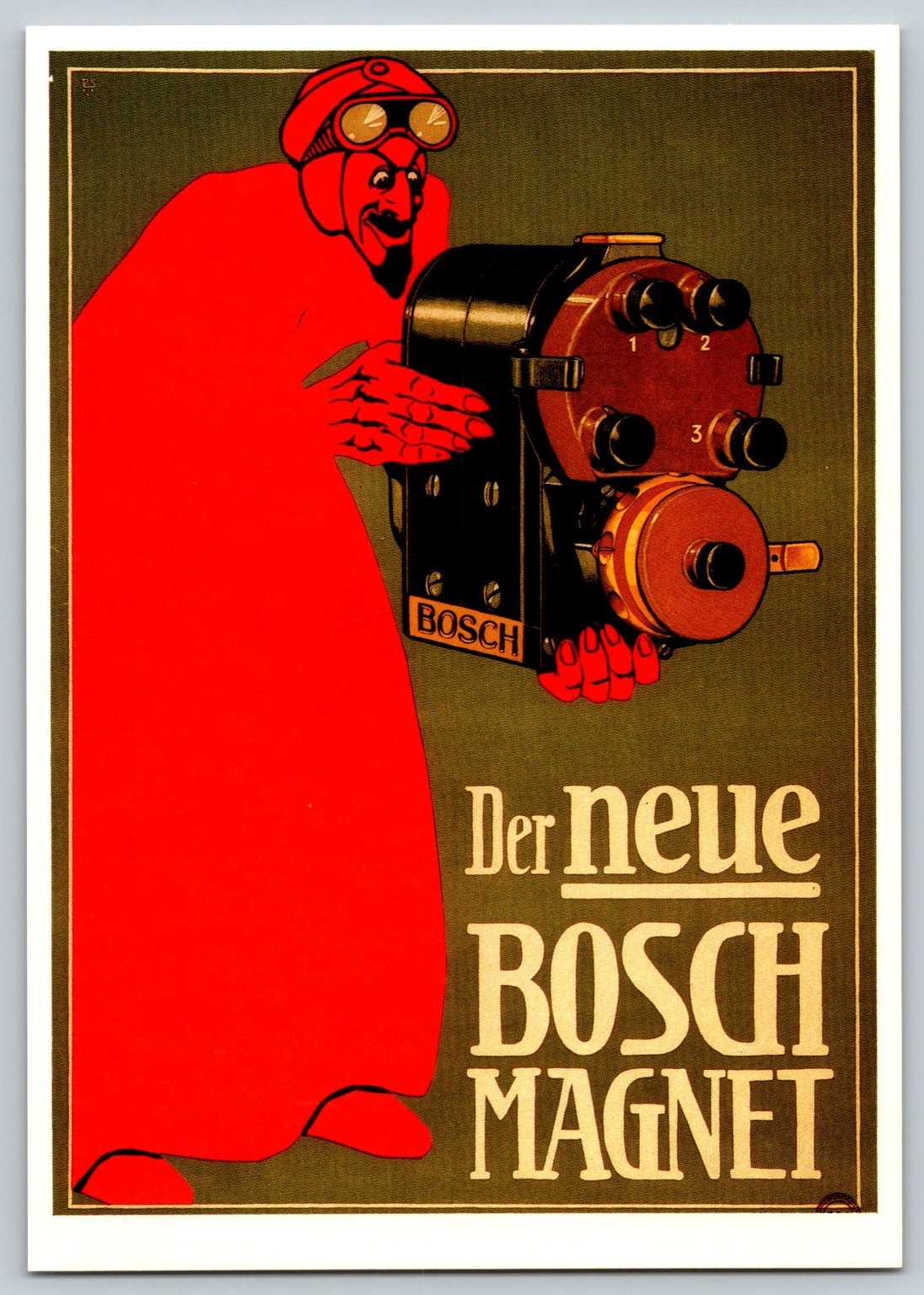 Vintage 1912 Der Neue Bosch Magnet Art Postcard by Photoglob