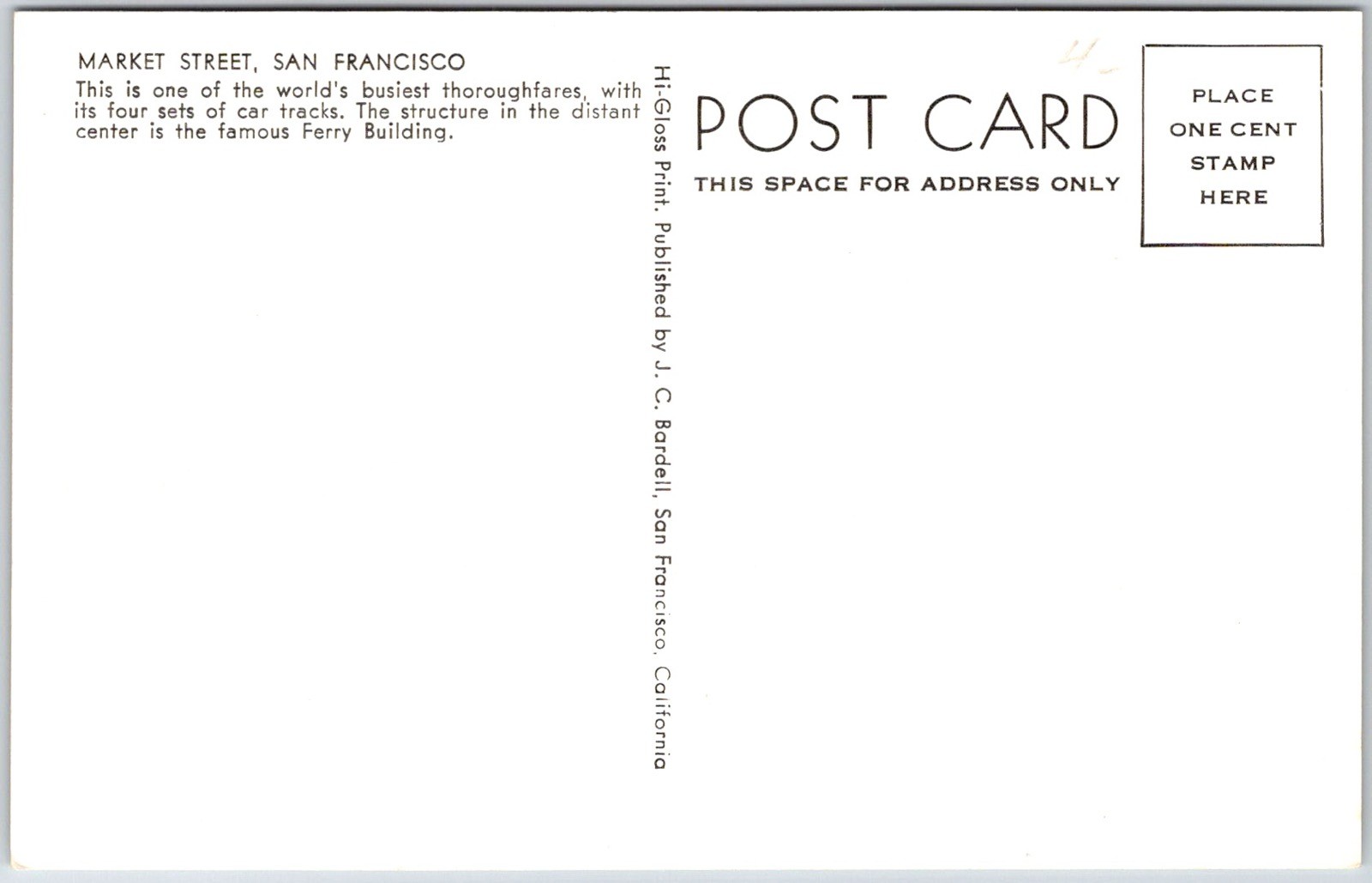San Francisco USA Market Street Busy Thoroughfare Vintage Postcard