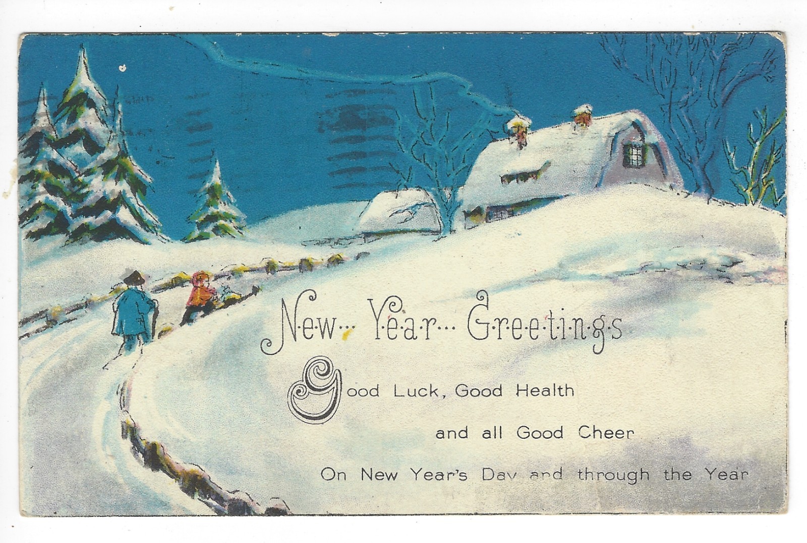 Postcard Divided Back USA New Year 1929 PM 1 Cent Stamp