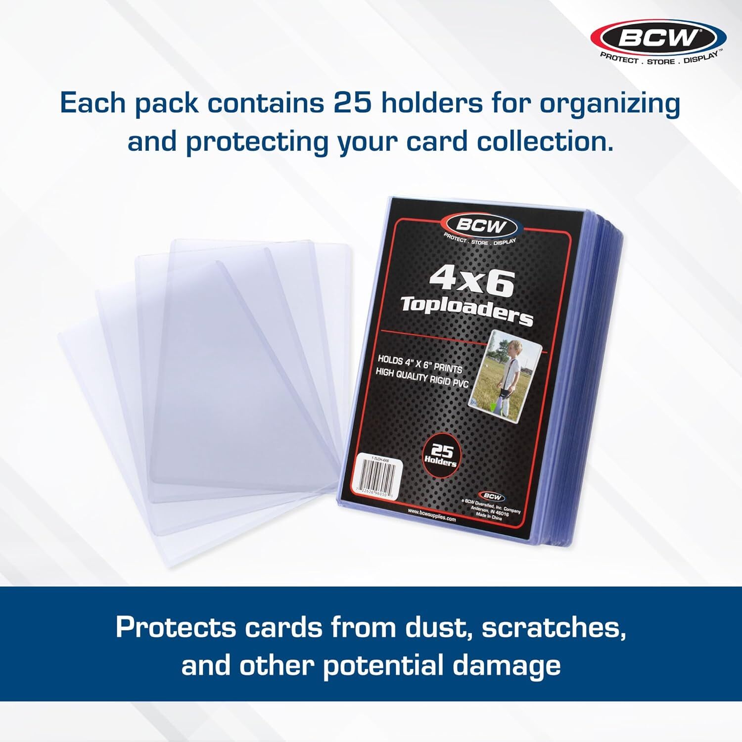 BCW 4×6 Post Card & Photo Top Loaders | Rigid PVC Sleeves | 25 Pack | Clear