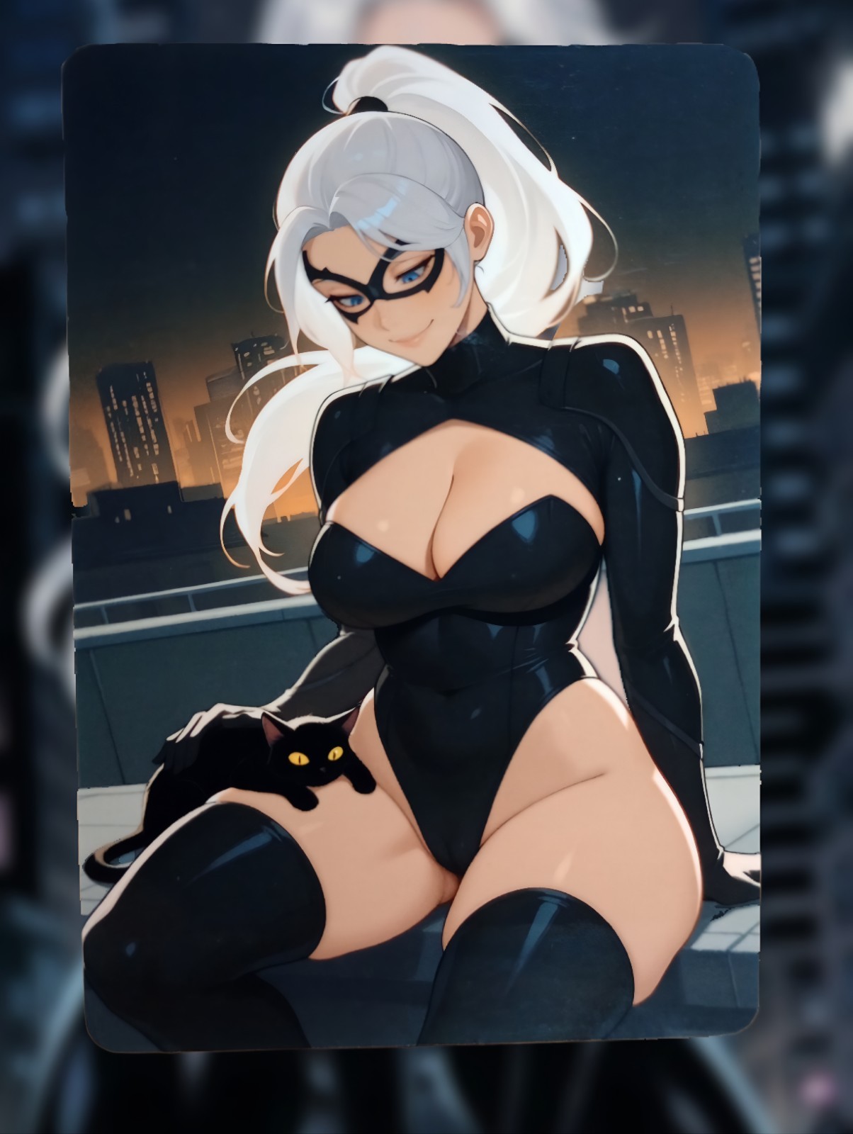 Black Cat Marvel Anime Waifu Sexy Goddess Doujin Lewd Hentai Card