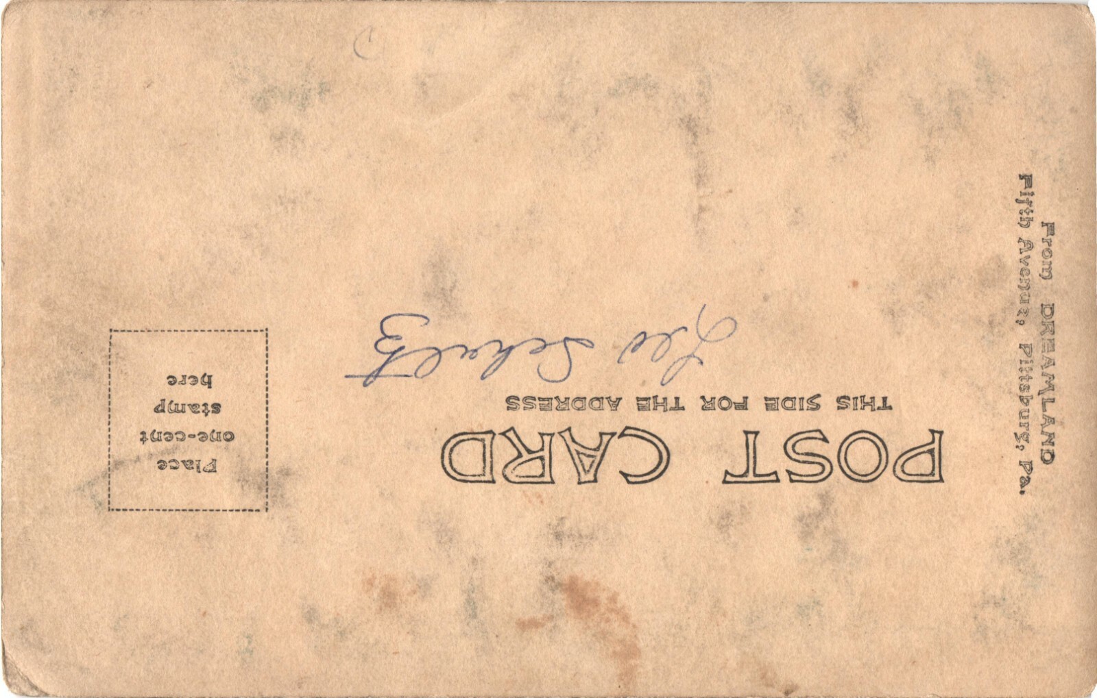 Pittsburgh PA Dreamland Park Man in Car Caricature RPPC Postcard 1910s Unused