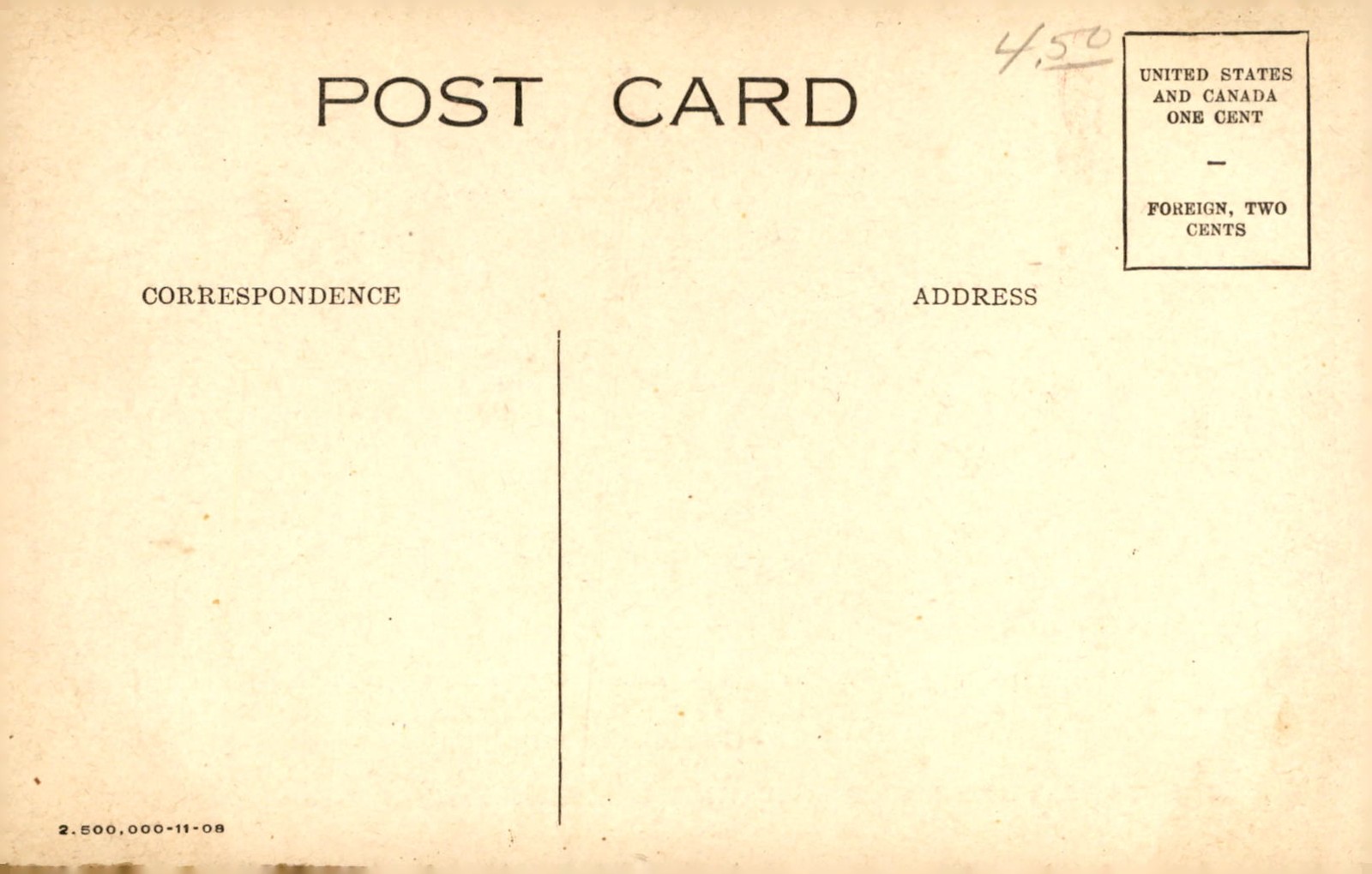Postcard from United States and Canada, 1908 Postcard