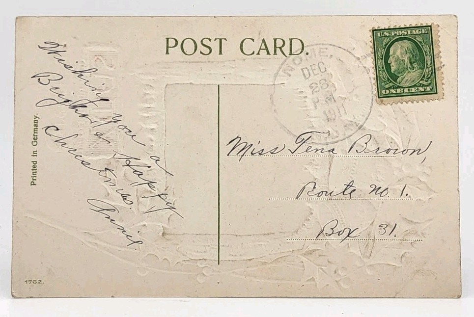c1909 Christmas Greetings Picture Postcard – Christmas Greetings ~ #-9736