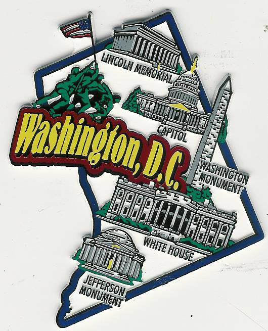TWO WASHINGTON D.C. MAGNETS 7-COLOR JUMBO and MAP INFO MAGNET NEW