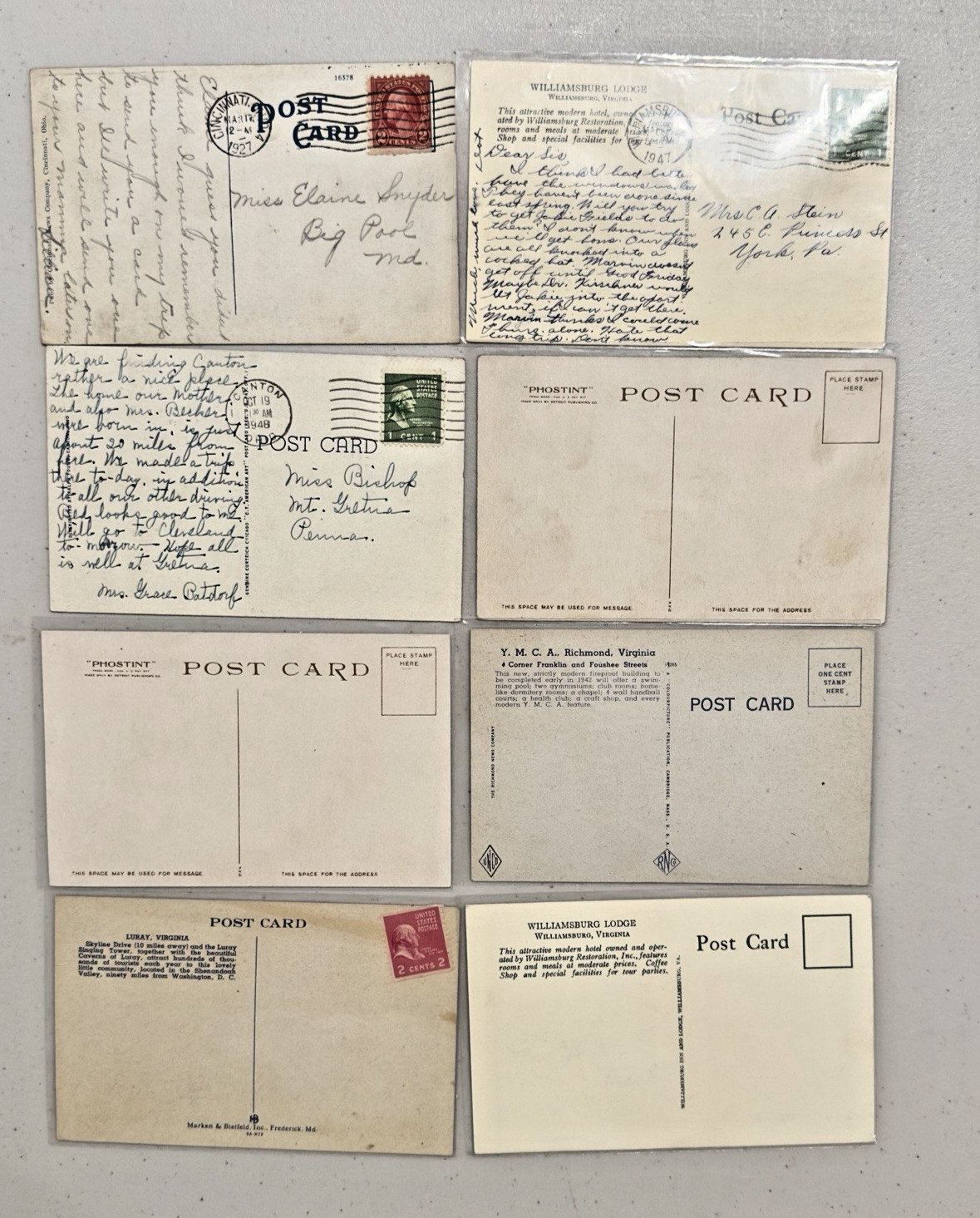 Lot Of 50 Vintage Postcards Ohio and Virginia Some In Protective Sleeves