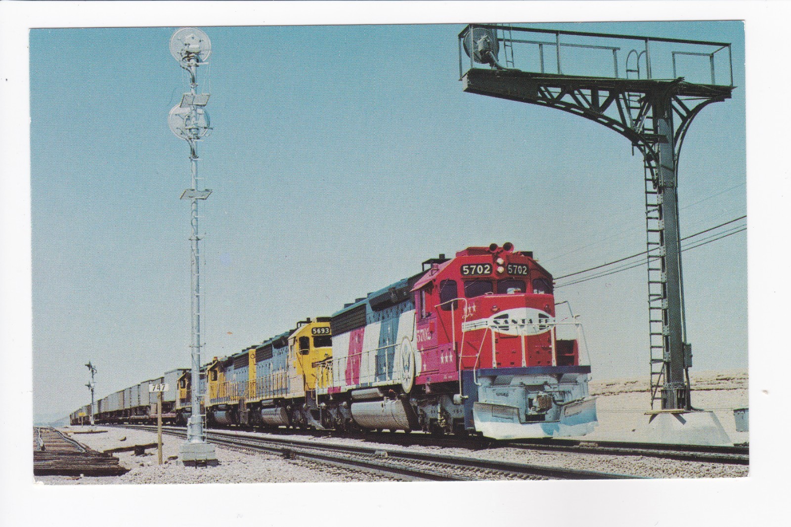 Santa Fe Railway Company Unit No 5702 SD45-2 Super ‘C’ NM Chrome Postcard