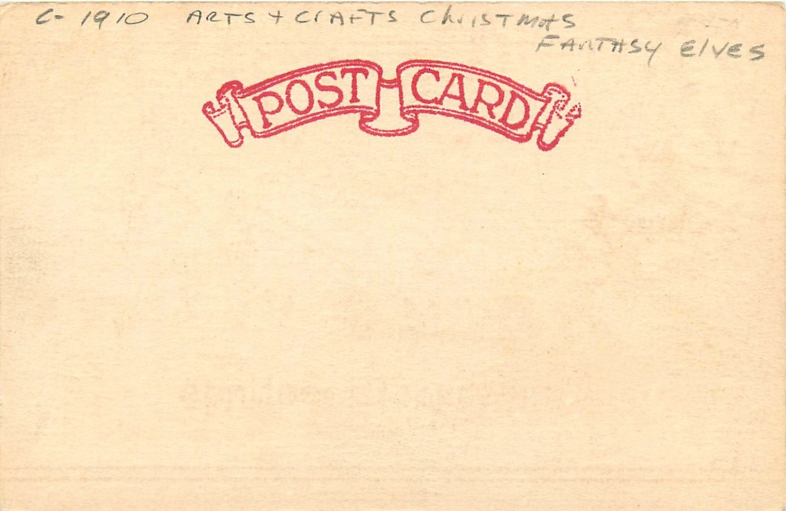Vintage Christmas Elves Yule Log Postcard c1910 Arts & Crafts Fantasy