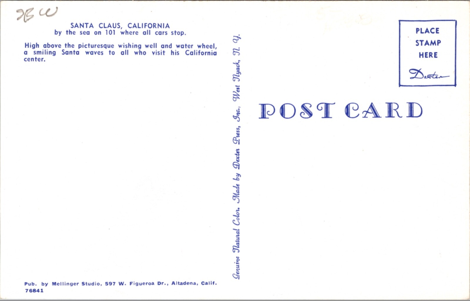Postcard Santa’s Kitchen Restaurant U.S. 101 in Santa Claus, California