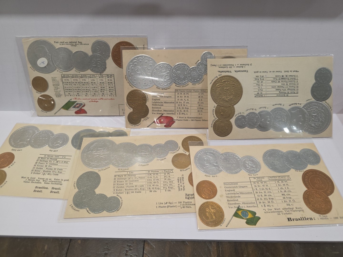 Lot Of 6 Embossed Coinage Postcards Rare HTF Collectibles In Sleeves