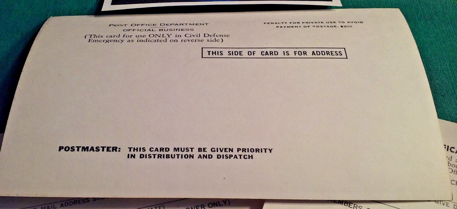 Lot 4 Civil Defense Cold War Era Nuclear Attack PO Safety Notification Post Card