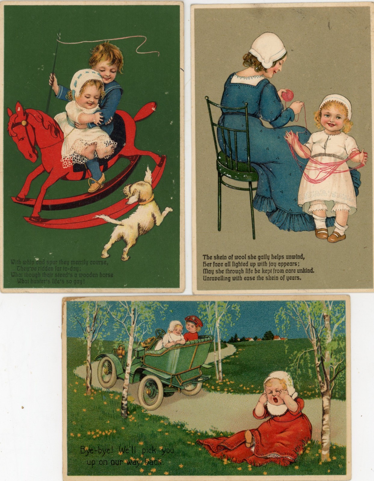 lot of 7 pre-1912 embossed PFB greeting postcards, children