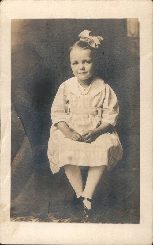 Children Girl, Studio Portrait Original Vintage Real Photo Postcard RPPC