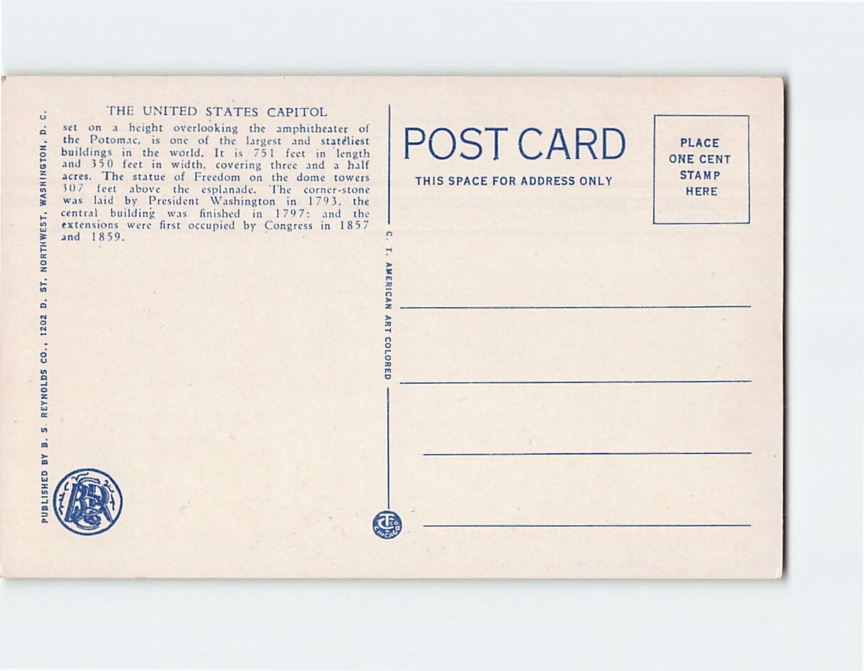 Postcard The United States Capitol Washington DC