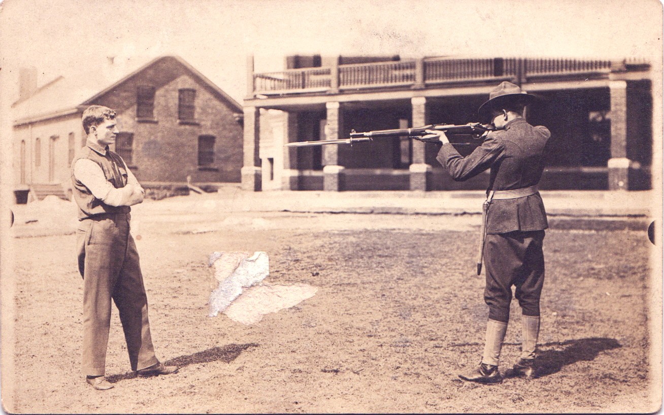 EXECUTION OR JOKE? ww1 humor or murder real photo postcard rppc weird macabre