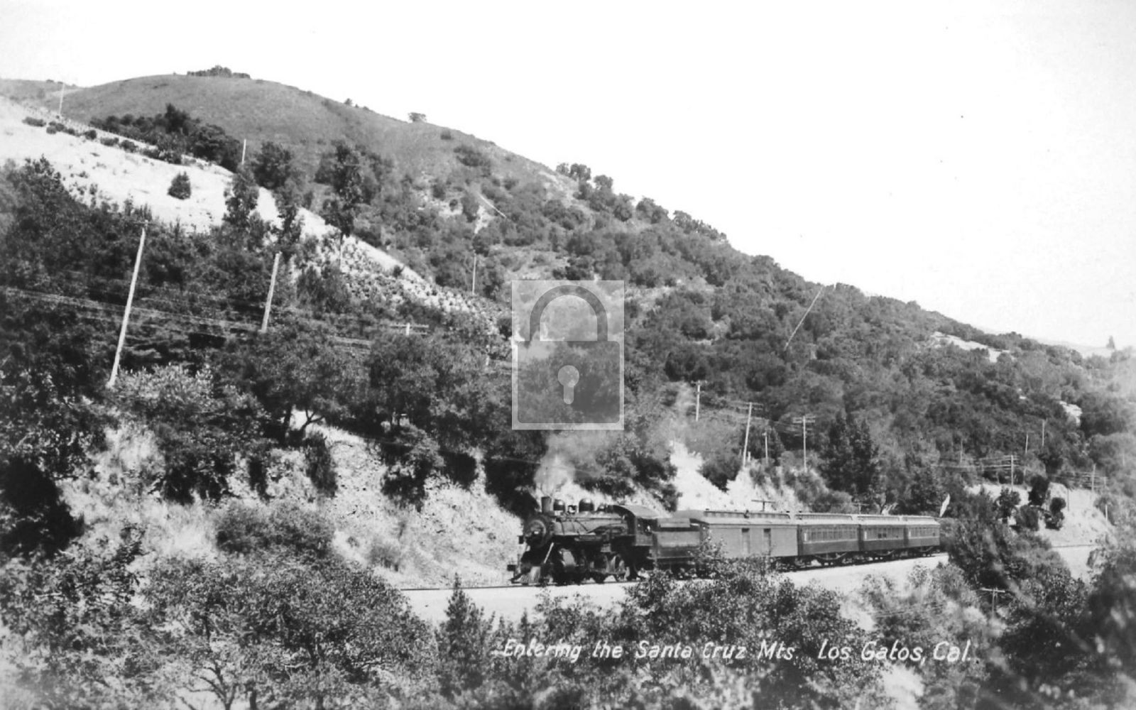 Railroad Train Santa Cruz Mountains Los Gatos California CA – Reprint