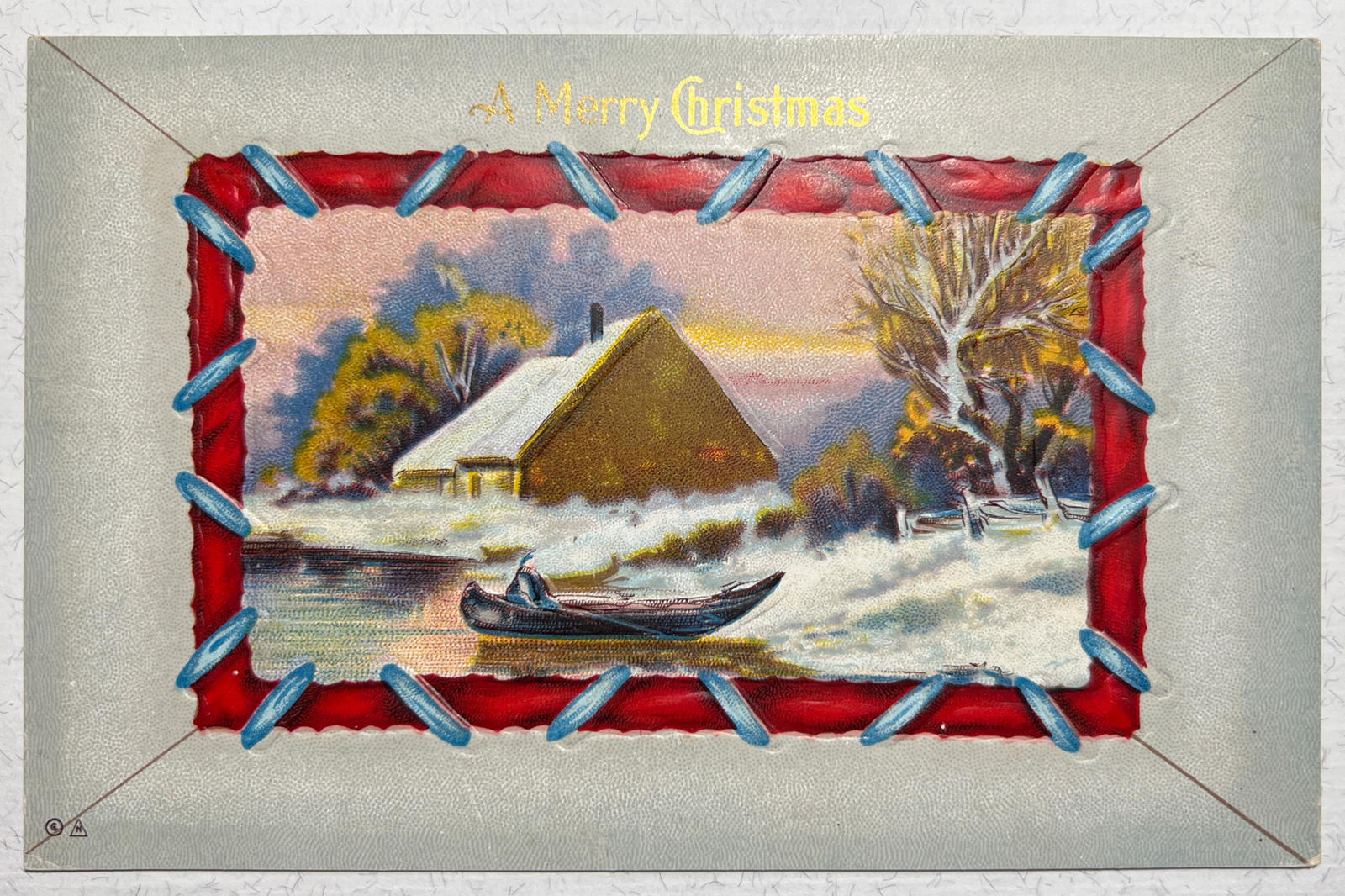 Early 1900’s Embossed ‘A Merry Christmas’ Postcard Copr. E. Nash 1914 Series 56