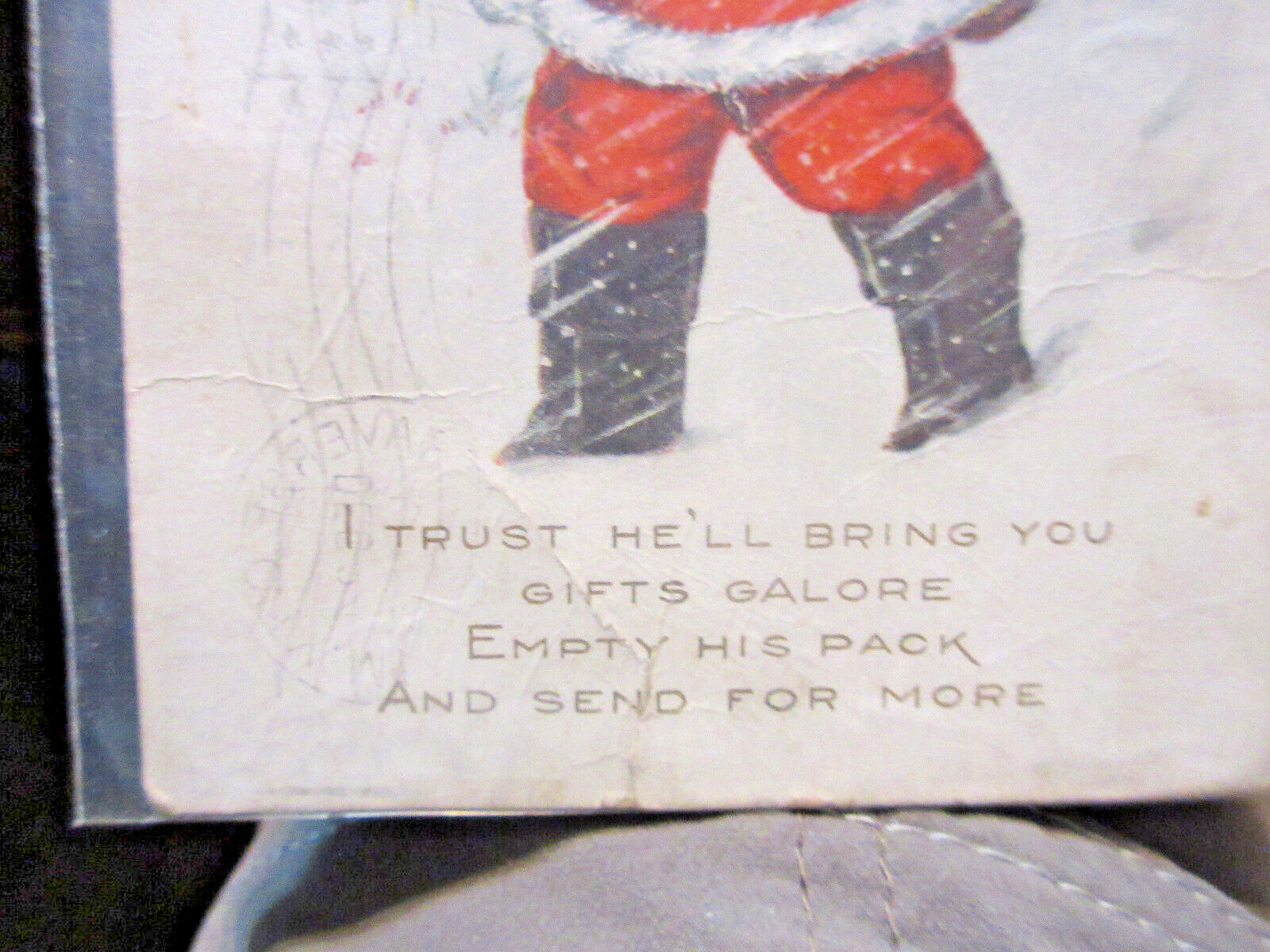c1918 Santa Christmas Postcard Poem & Invitation Westchester Mass Jersey City