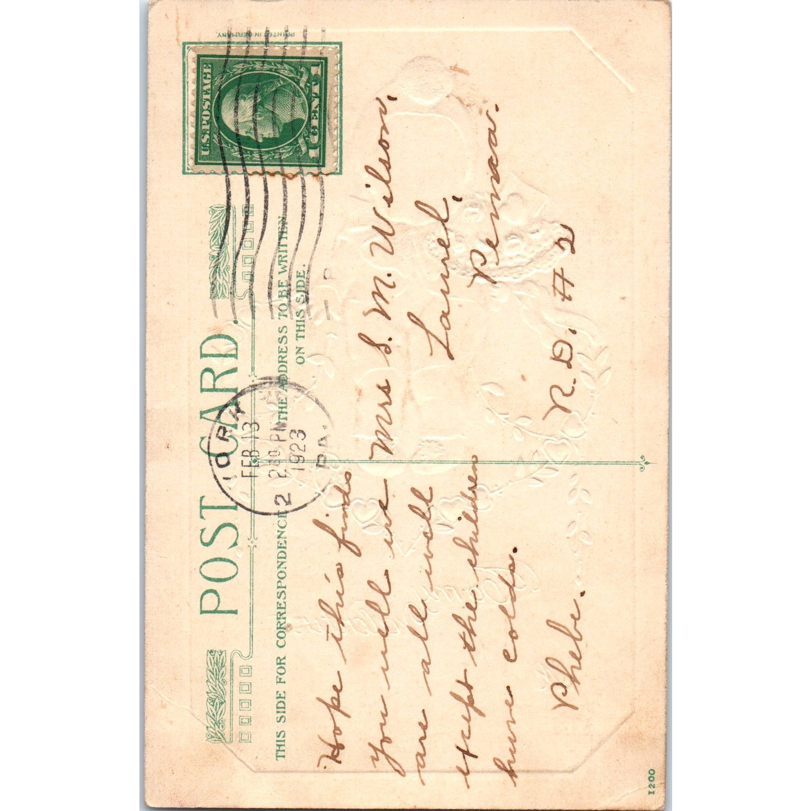 Valentine’s Day 1923 Baby Kewpie Hearts Winsch Original Postcard P2-10