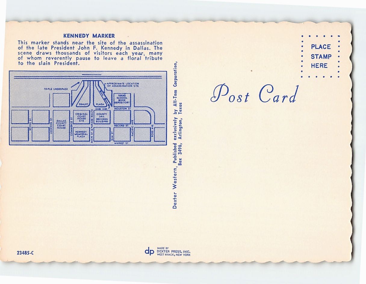 Postcard Kennedy Marker Dallas Texas USA