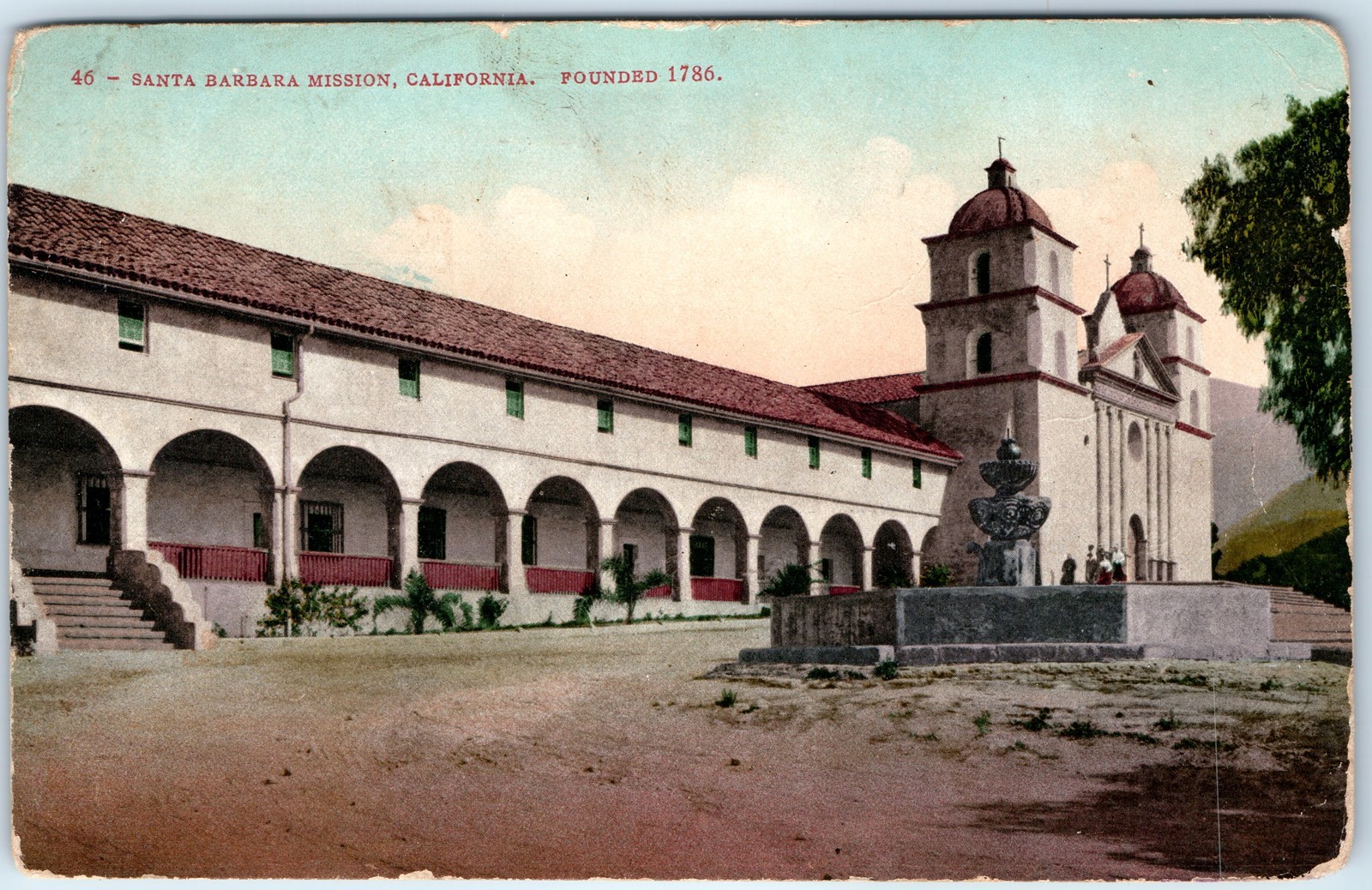 c1910s Santa Barbara, CA Mission Spanish Church Founded 1786 PC Fountain A325