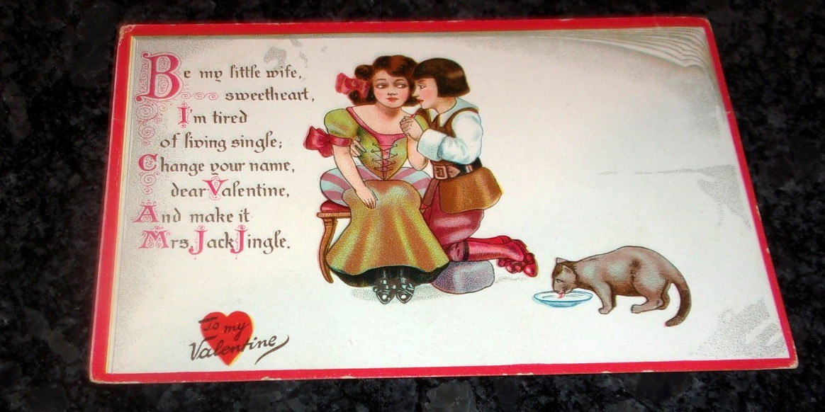 VALENTINE’S DAY JACK AND JILL with Love Poem RAPHAEL TUCK POSTCARD
