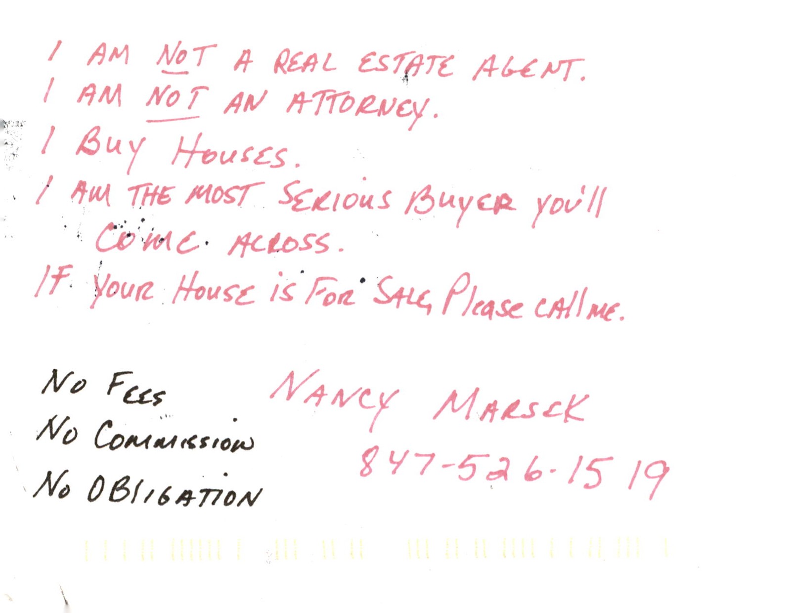 Nancy Marsek, Serious Home Buyer in Barrington, 2001 Postcard