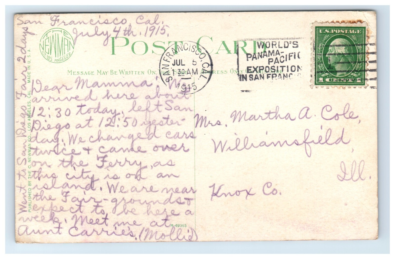 Postcard Entrance Rollercoaster Race Thru the Clouds Posted 1915 Venice Calif DB