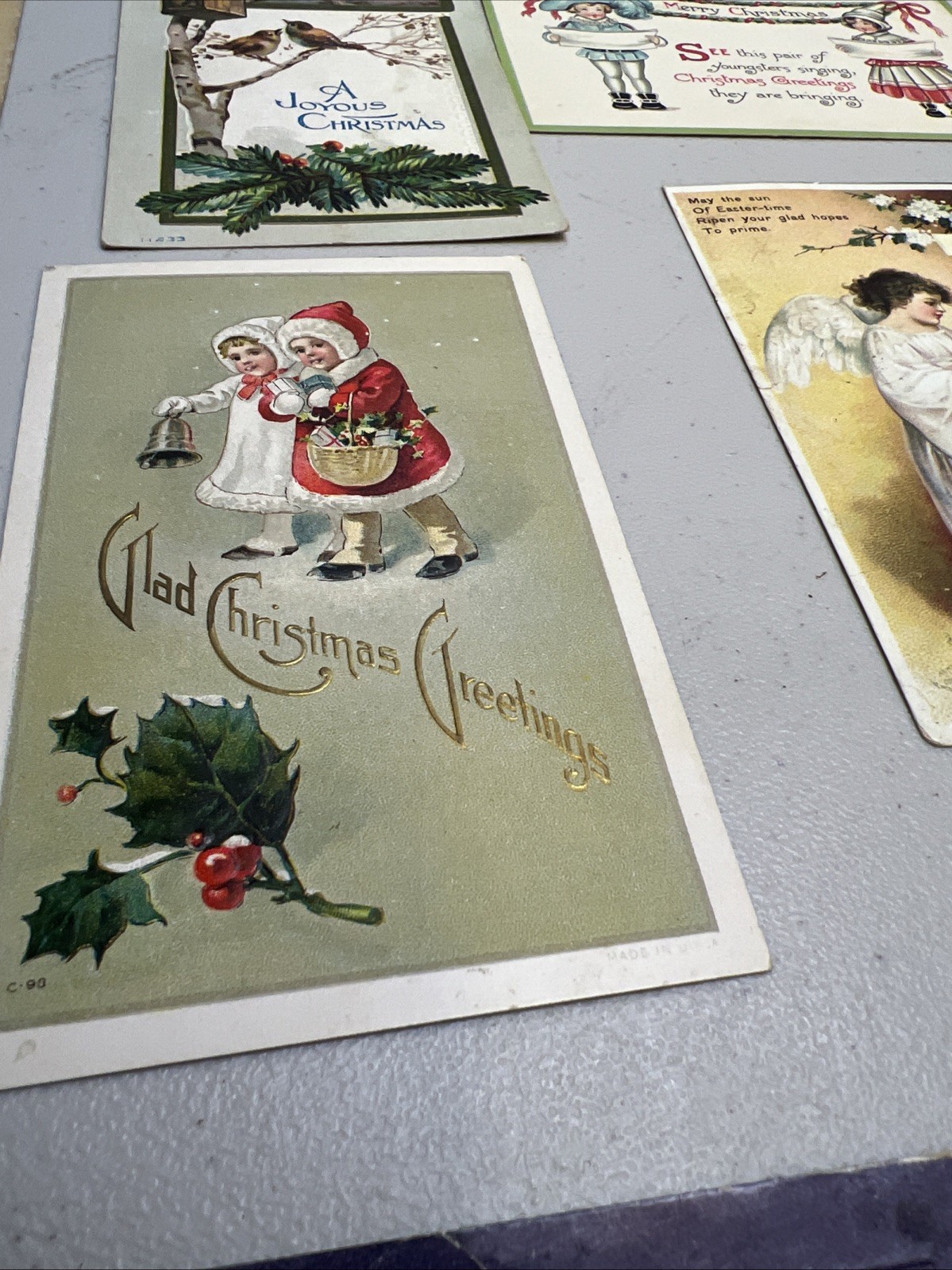 Lot Of 13 Vintage Christmas Postcards, Used, Early 1900s, Some Embossed
