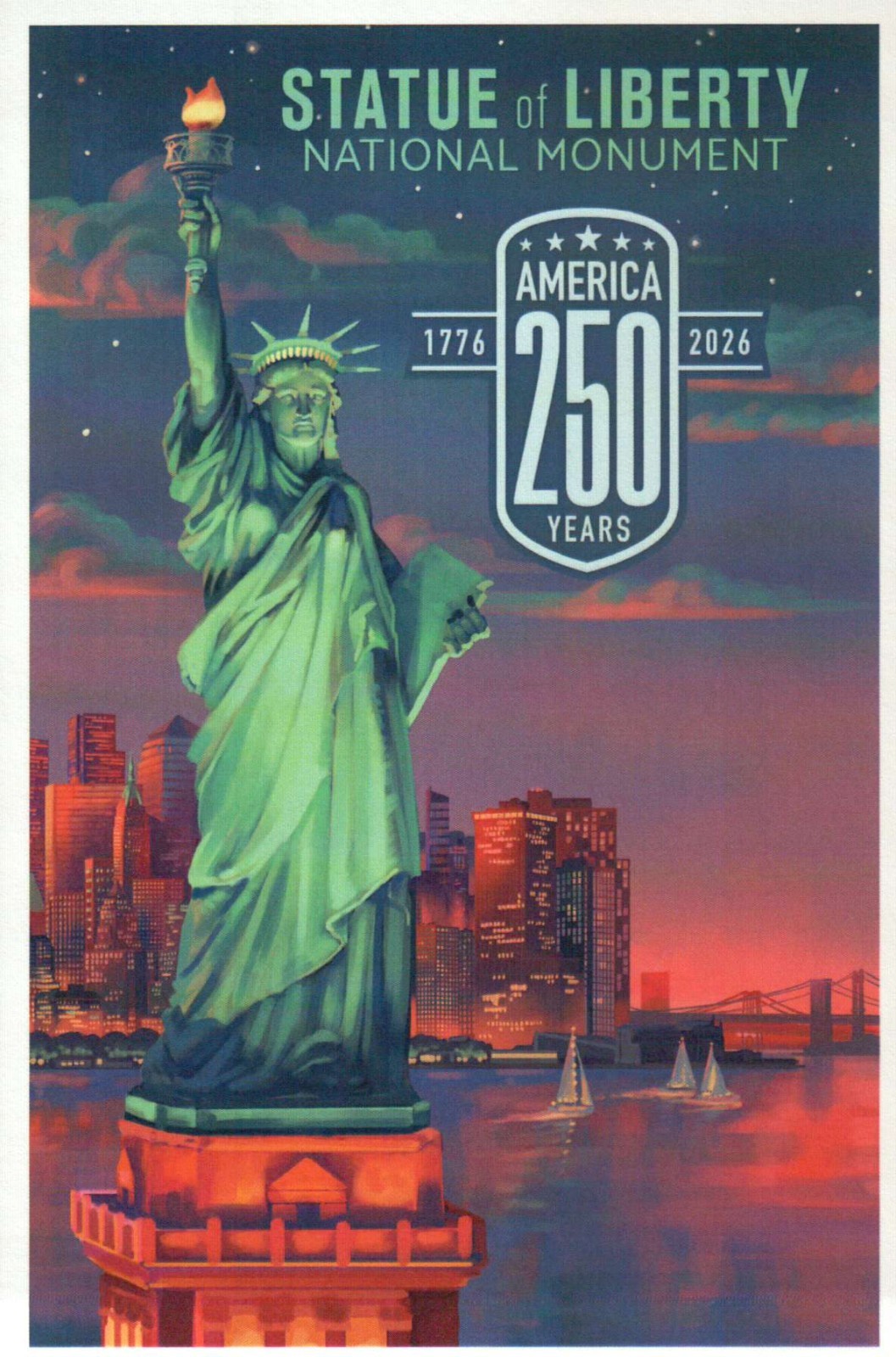 Statue of Liberty New York City, America 250 Years 1776 – 2026 – Modern Postcard