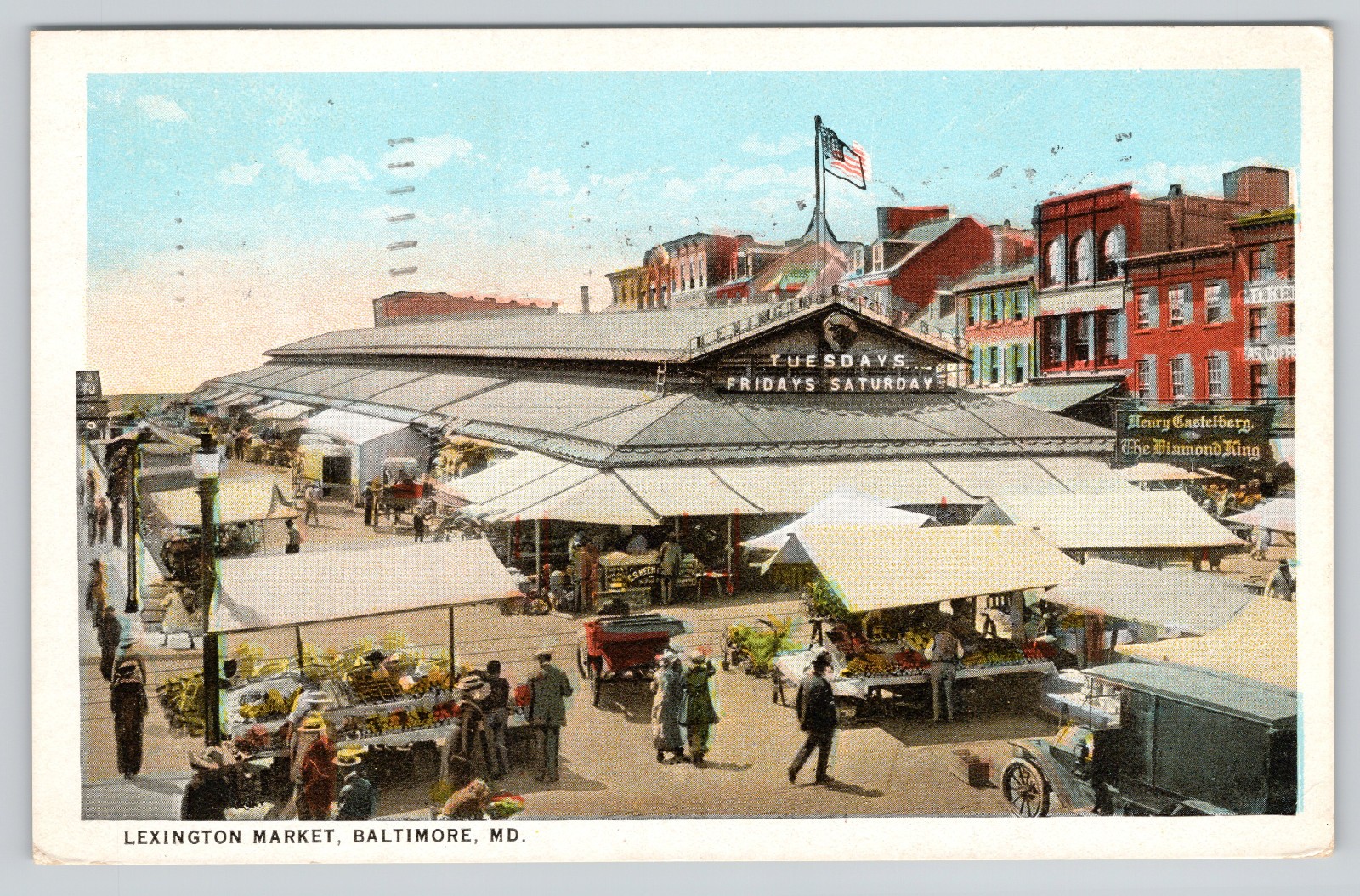 Maryland Postcard BALTIMORE MD LEXINGTON MARKET 1924 Posted Farmers Market Old