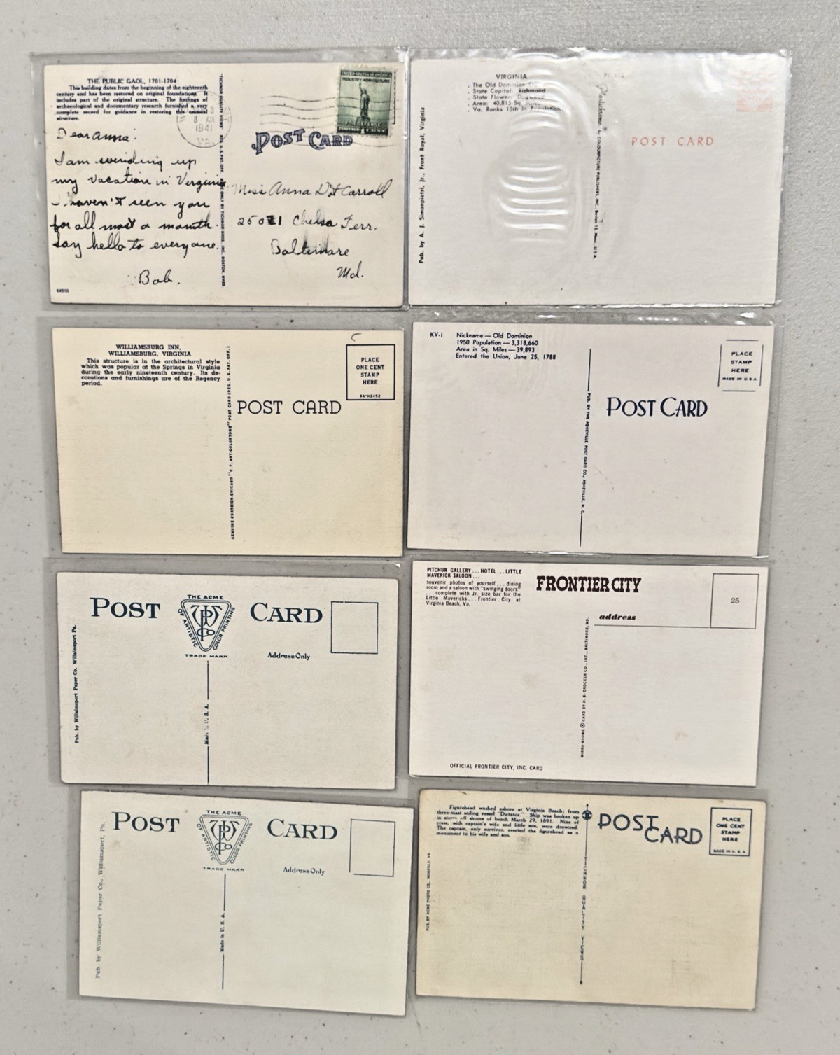 Lot Of 50 Vintage Postcards Ohio and Virginia Some In Protective Sleeves