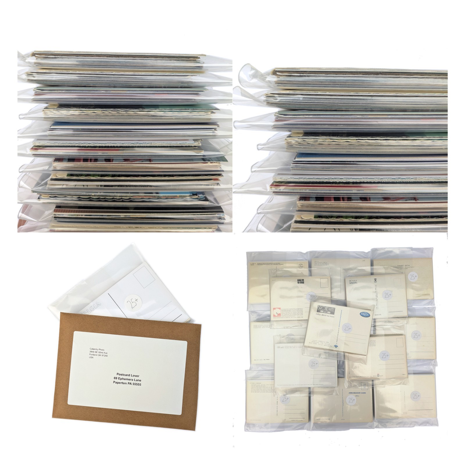 25 Unused 4×6 Postcards Lot – Unposted Bulk Continental – Blank Old Vintage