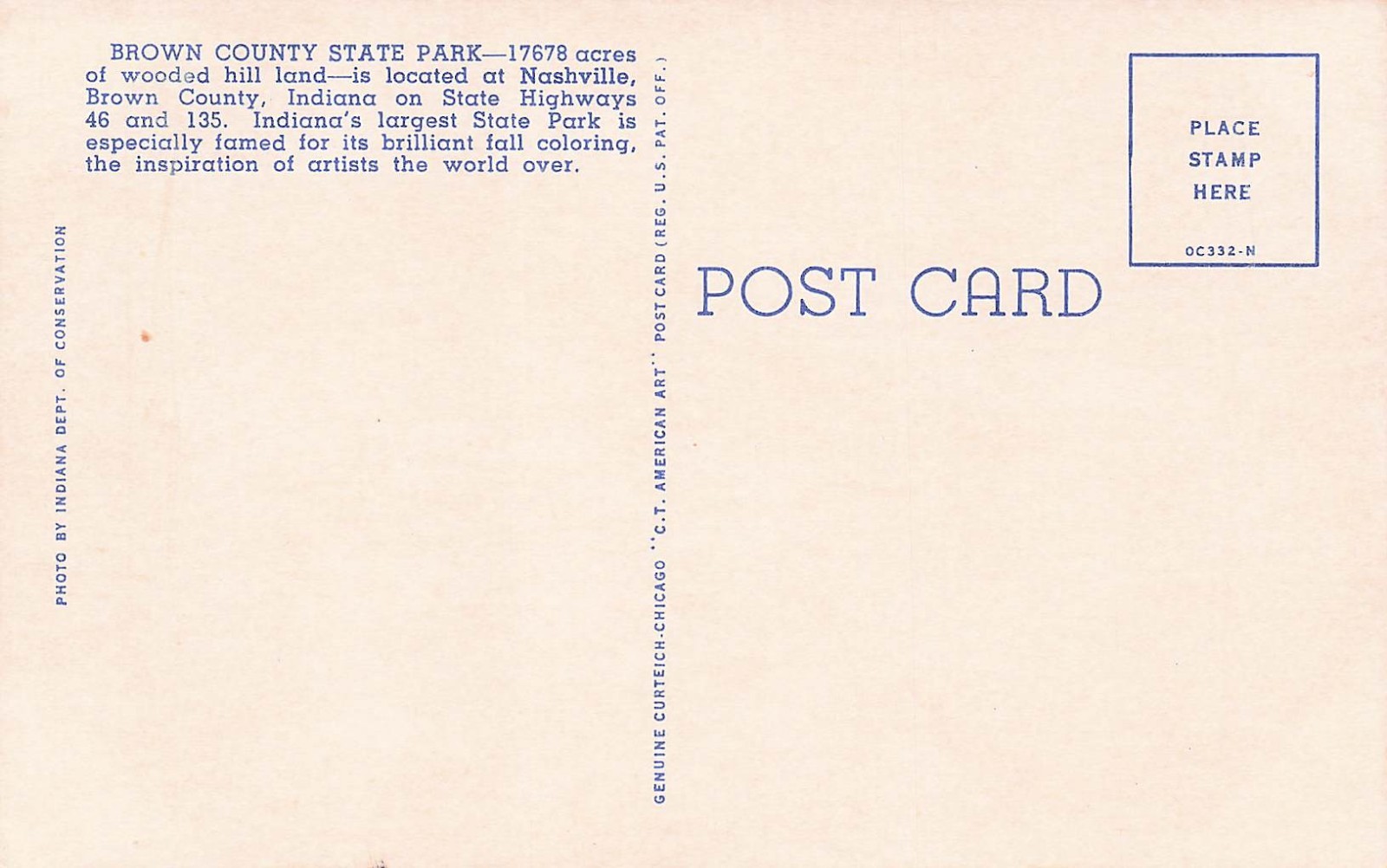 Nashville Brown County State Park Indiana Log Guest Cabin Vtg Postcard K3
