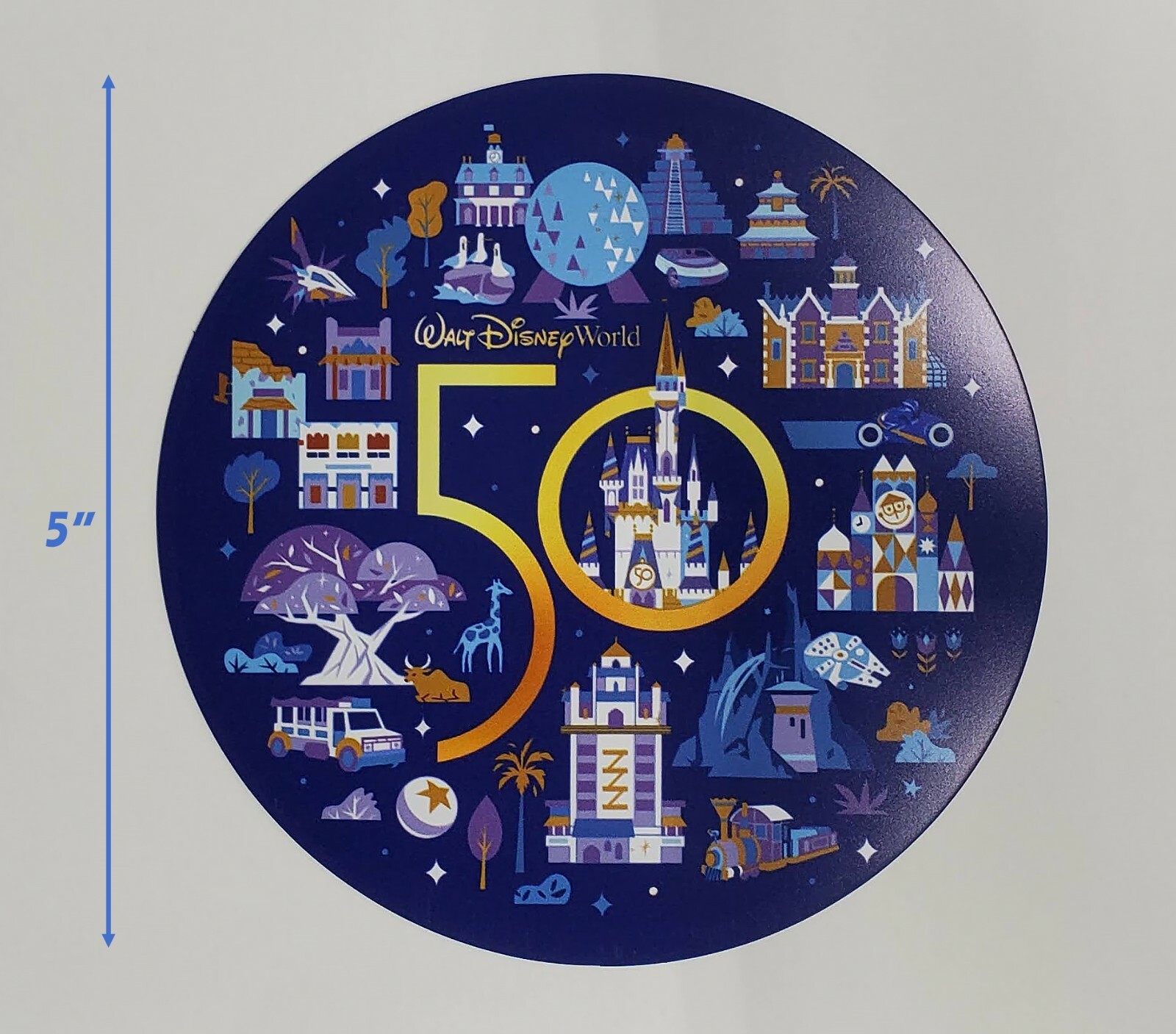 Walt Disney World 50th Anniversary Most Magical Celebration 5″ BIG round magnet