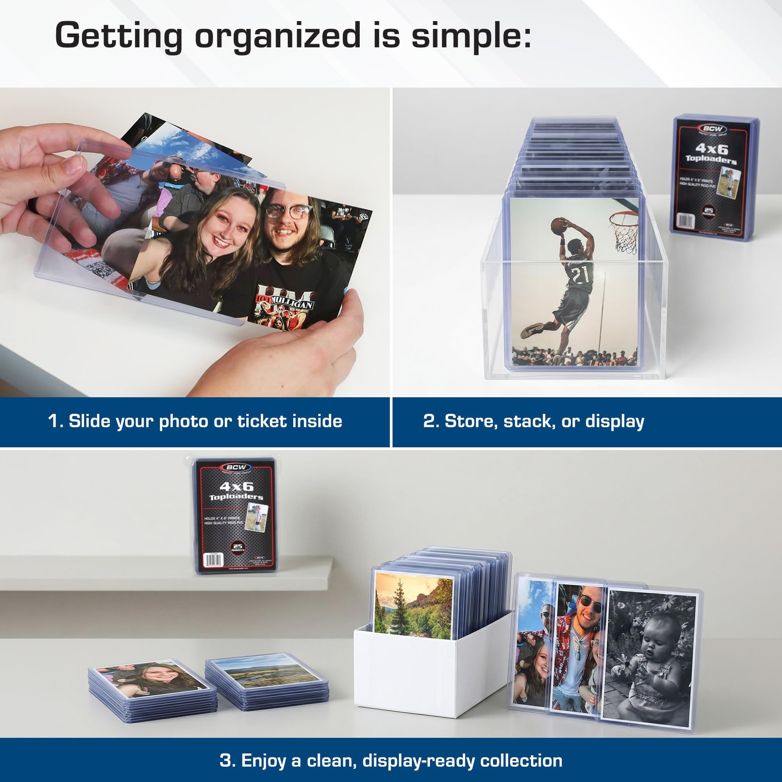 4×6 Photo & Postcard Topload Holders – 25 Pack | Blue-Tinted 4×6 Toploader Pr…