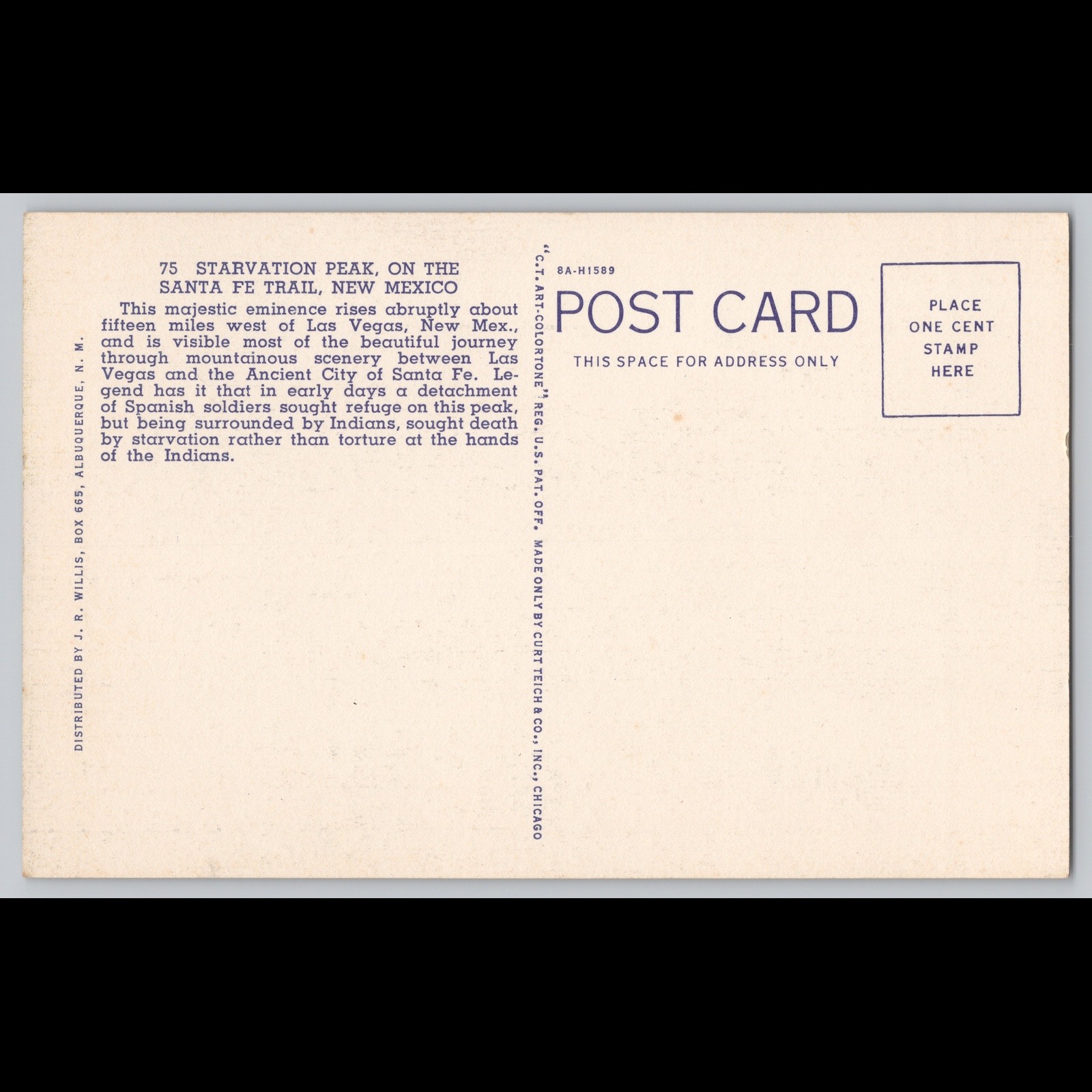 Postcard Starvation Peak Santa Fe Trail New Mexico Scenic View