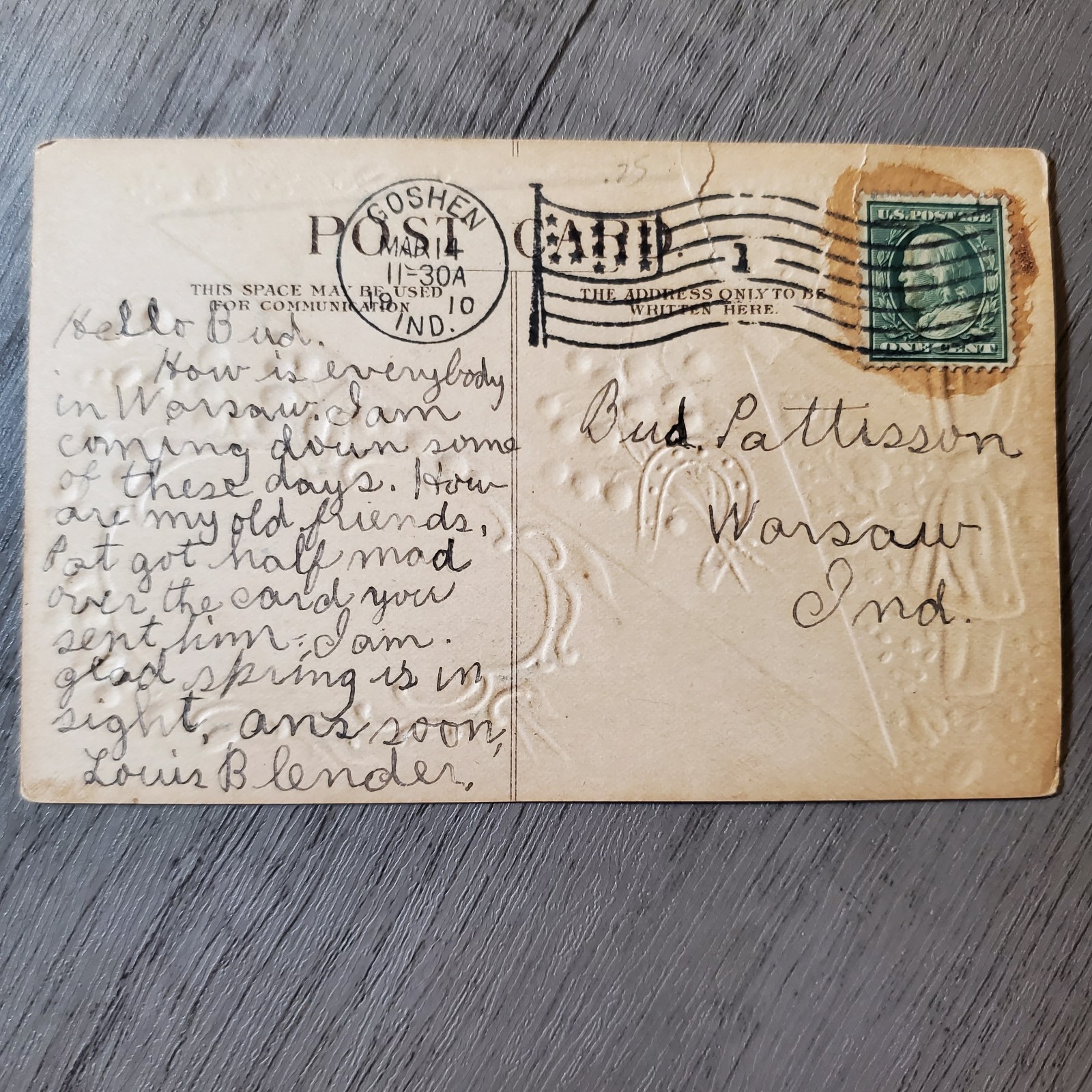 Vintage Embossed Postcards Lot of 3 Horseshoe Flower Good Luck Early 1900s