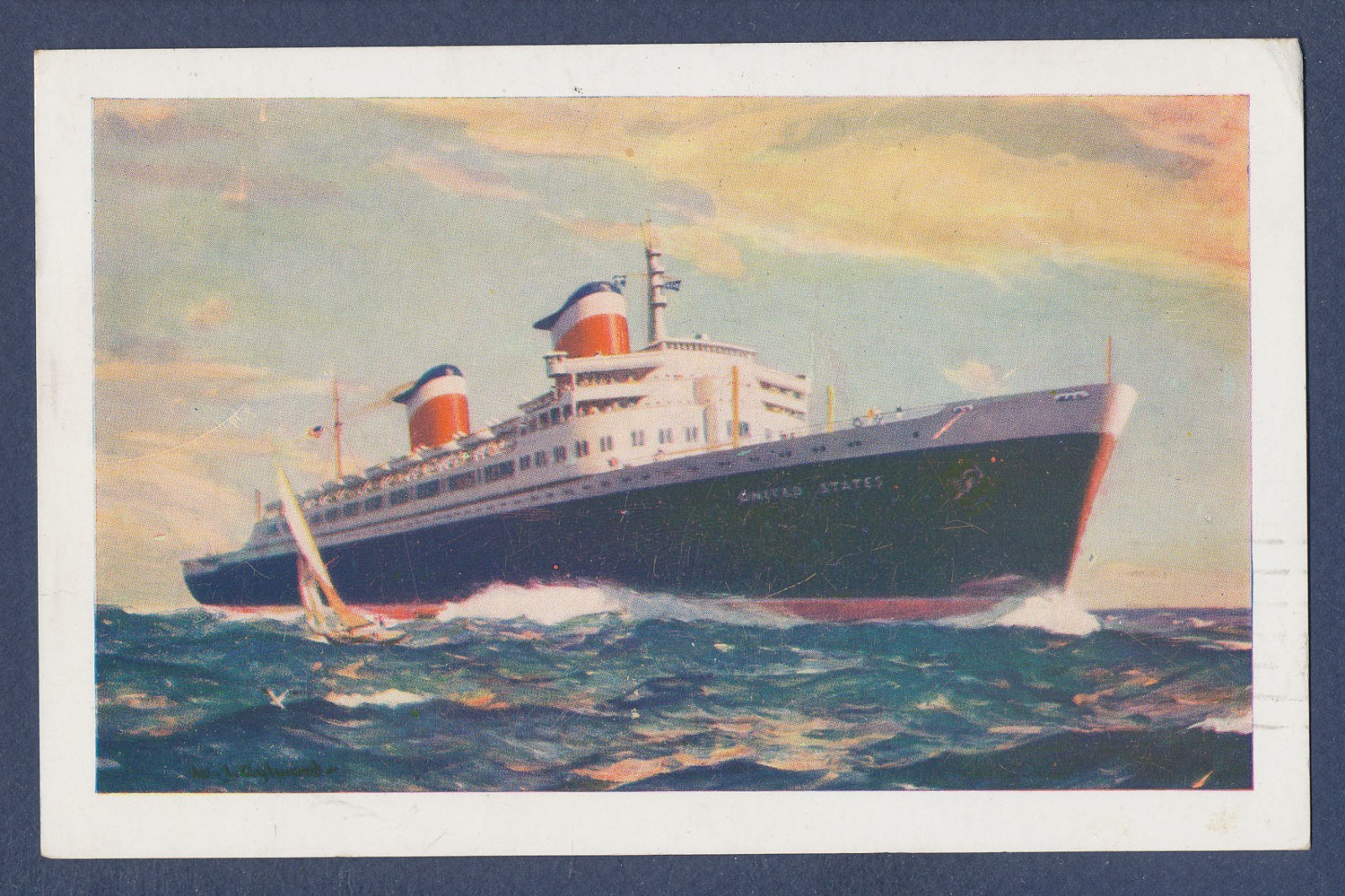 Steamer UNITED STATES – – pmk Southampton England 1954