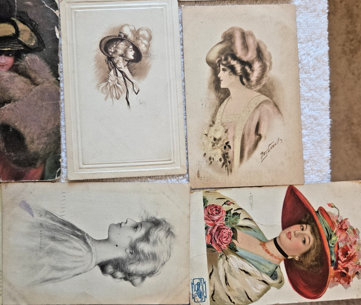 Antique Lot of 16 Souvenir Ladies Women Postcards some postmarked