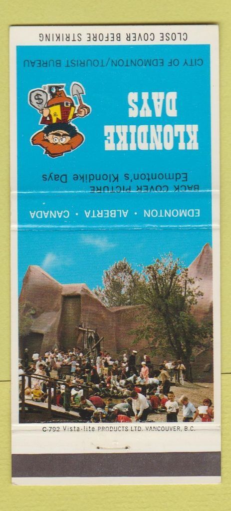 Matchbook Cover – Klondike Days Edmonton AB tourism 30 Strike