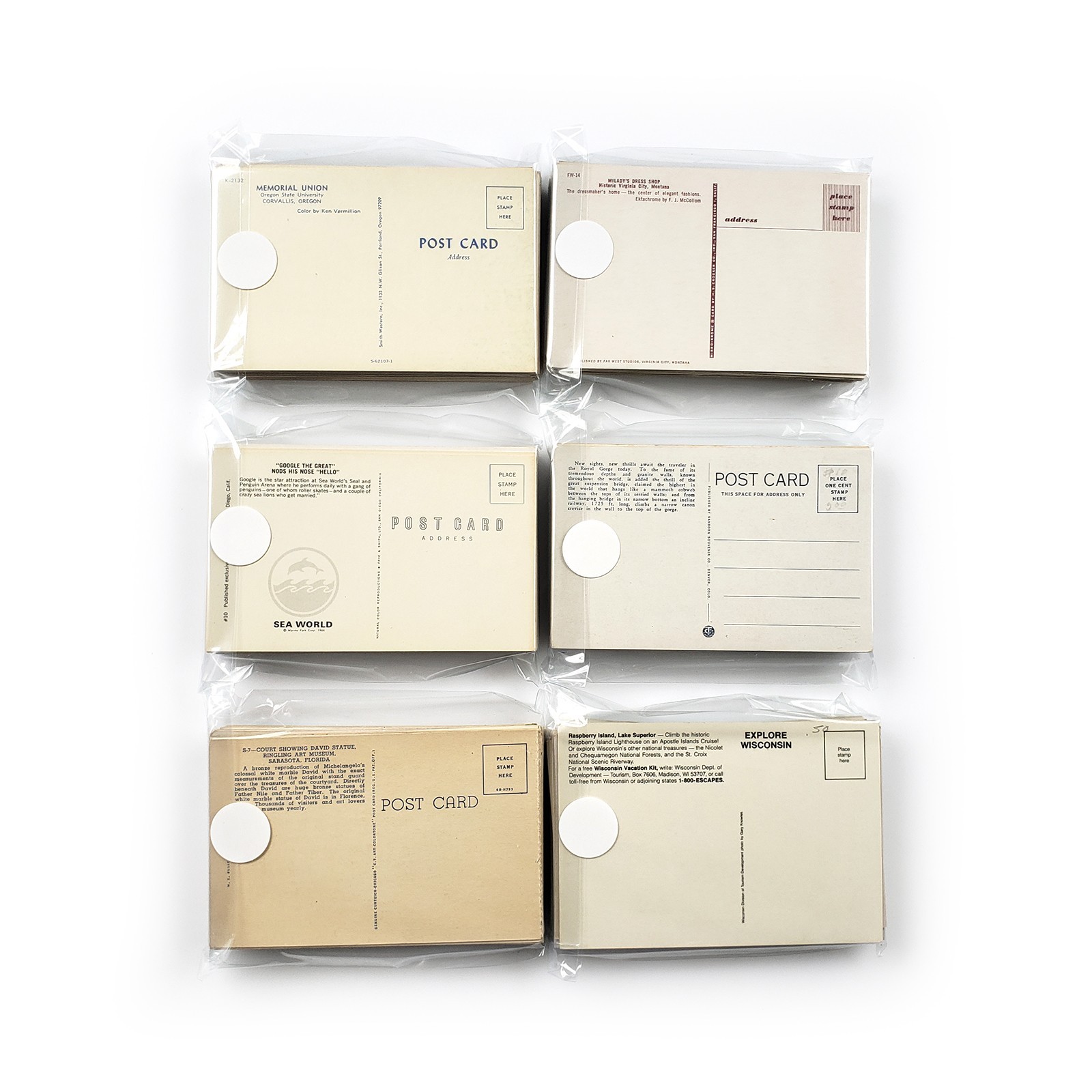 60 Unused Vintage Postcards Lot – Unposted Random Blank Midcentury Travel Views